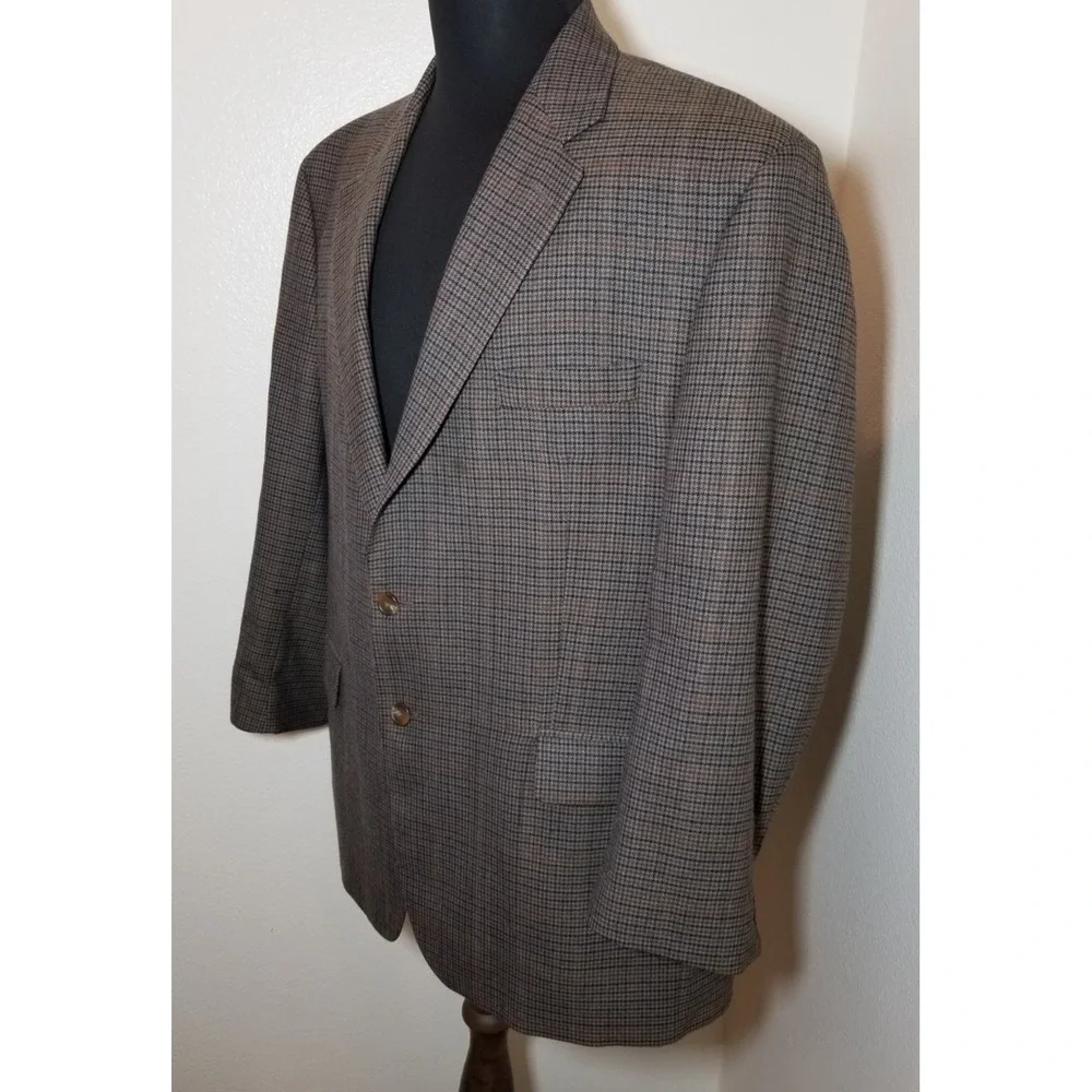 Lauren Ralph Lauren 48R Houndstooth Blazer Tweed Sport Coat Wool Old Money Retro